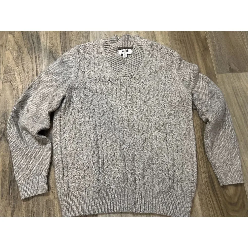 Joseph Abboud Wool Blend Sweater Cable‎ Knit Shawl Collar Pullover Size XL